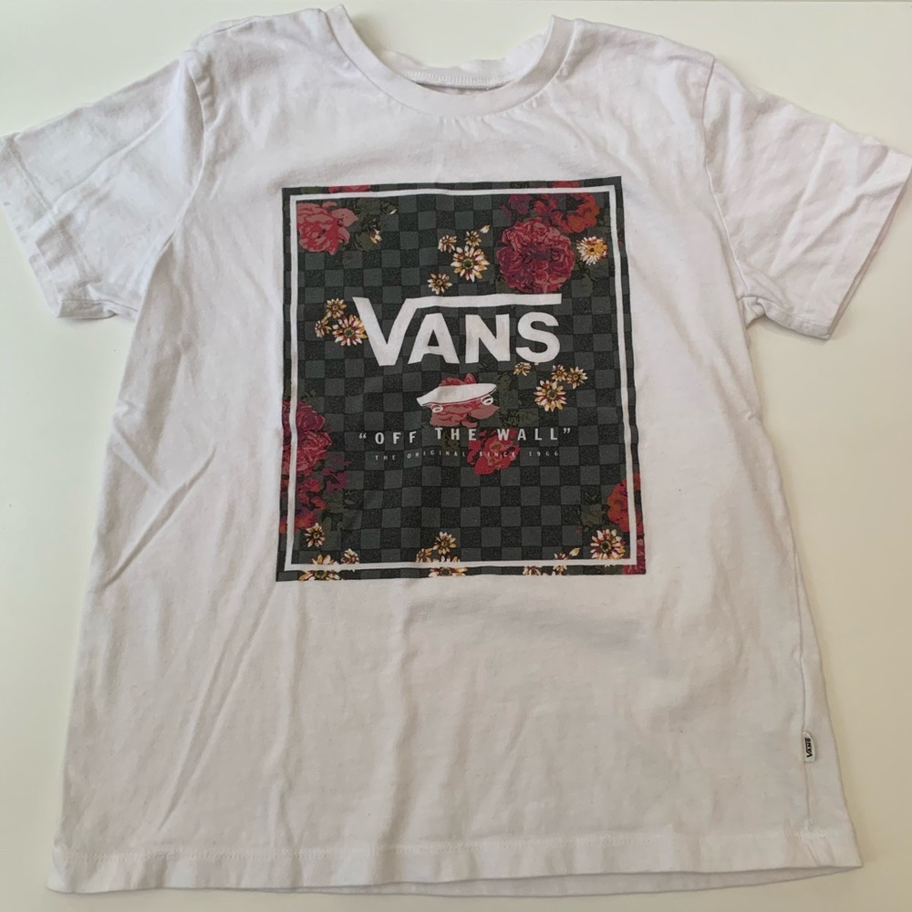 Vans White and Black Floral Crop Top